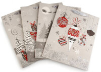 Geschenktüte Weihnachtsmotive Silber-Rot 26x32 cm...
