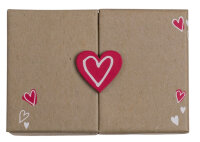 Geschenkbox Herz in Natur-Rot 12 x 8 cm